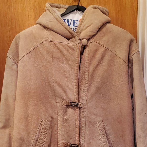 Gallery Lined Leather Coat with Hood - Picture 1 of 13